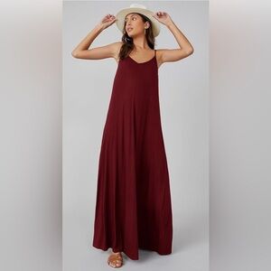 Summer Cami dress with pockets, Burgundy
